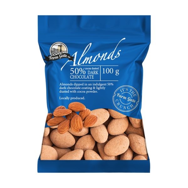 Dark Chocolate Coated Almond Nuts with Cocoa Dusting 100g